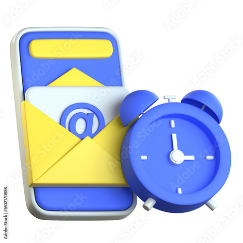 Time management and email marketing 3d icon colorful style