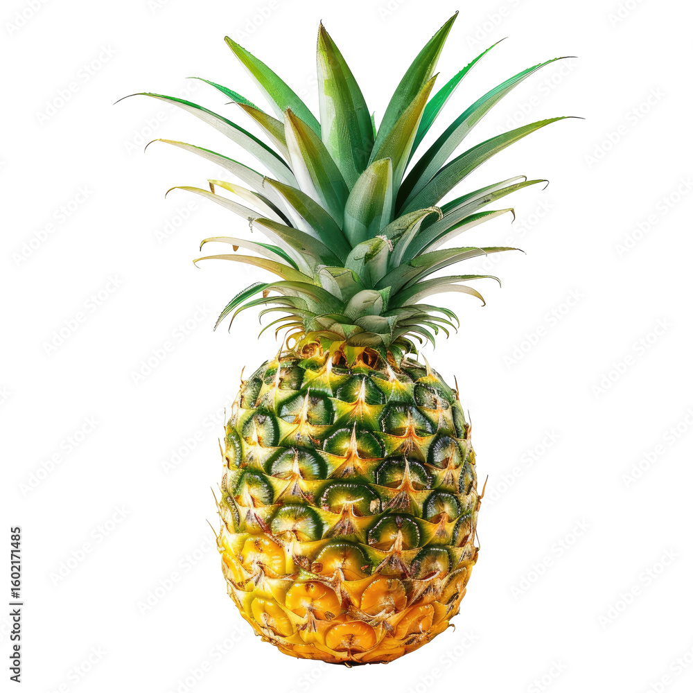 Fototapeta premium Vibrant pineapple, full-frame, isolated against black