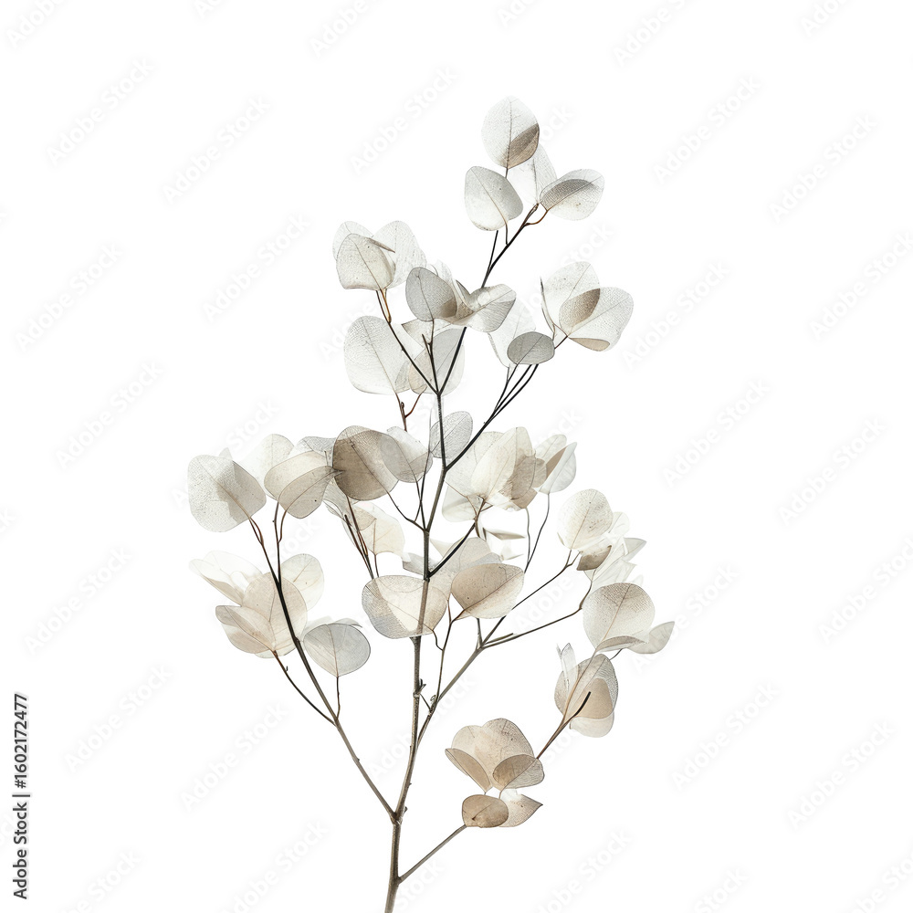 Fototapeta premium Close-up of delicate, off-white blossoms clustered on a branch