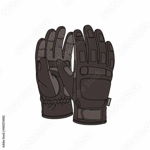 A pair of dark, heavy-duty work gloves, showcasing their textured palms and reinforced knuckles, displayed against a white background.