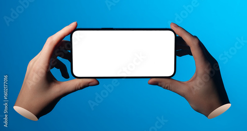 Canvastavla Phone mockup held sideways between hands