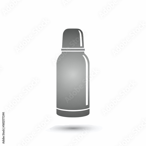 Gray icon of a thermos bottle, showing a simple, stylized design.