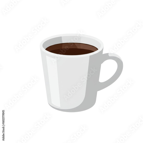 A steaming white coffee cup filled with dark brew, set against a simple background