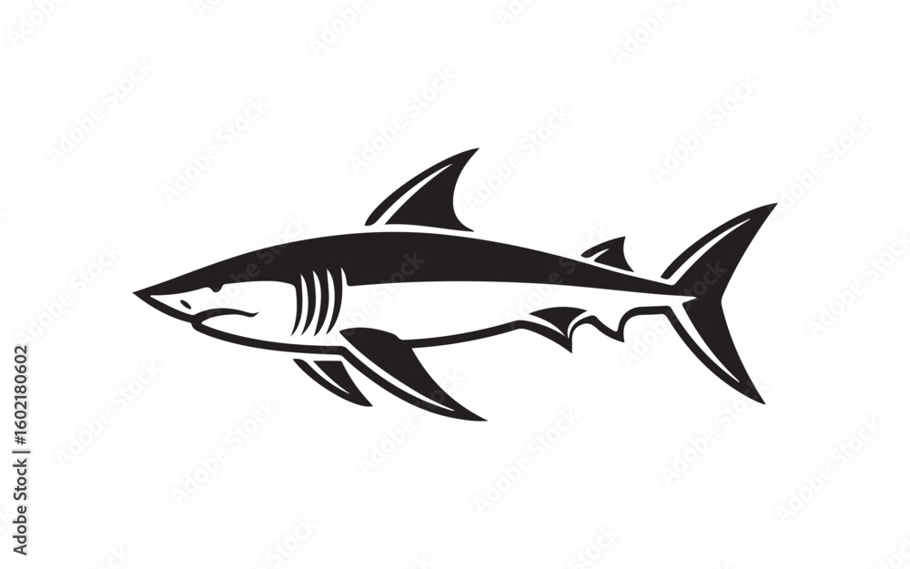 Fototapeta premium Shark Silhouette Logo Vector Bold Marine Icon Design