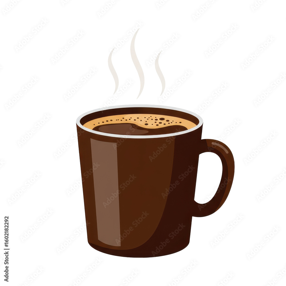 Obraz premium A steaming cup of coffee on a wooden table, with a cozy kitchen background