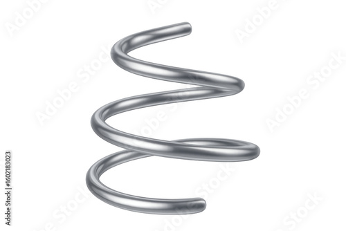 Rotating metal spring on transparent background, perfect for industrial design and engineering projects