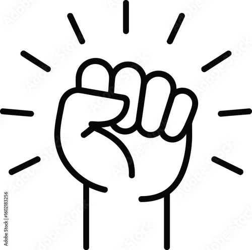 Empower line icon. Strong fist sign. Empowerment strength symbol. Vector illustration stock illustration