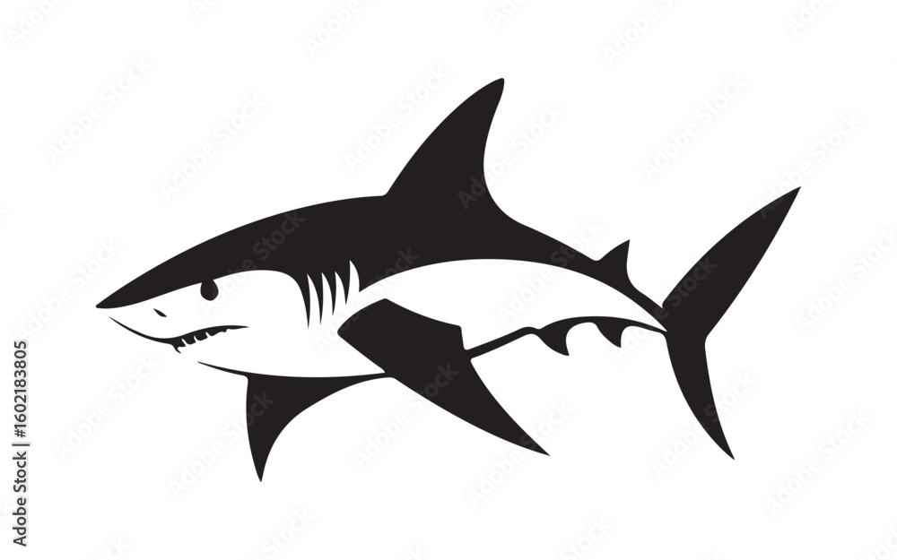 Obraz premium Shark Silhouette Logo Vector Bold Marine Icon Design