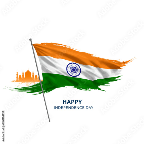 Indian flag with Taj Mahal for Independence Day celebration