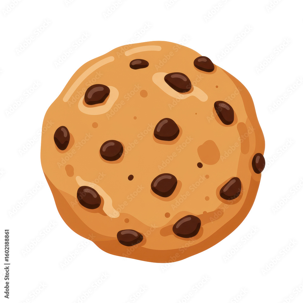Fototapeta premium A freshly baked chocolate chip cookie on a clean background, perfect for dessert imagery