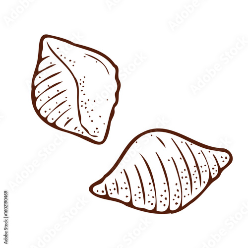Big collection italian pasta. Different types of uncooked pasta for backgrounds, menu, stickers, cafe, restaurant, bar, shop. Seamless pattern of Italian cuisine staples. Vector hand drawn style illus
