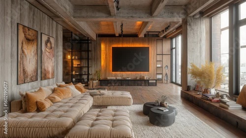 Modern Living Room Interior Design with Natural Light and Minimalist Décor showcasing stylish