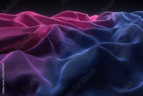 Abstract digital fabric, vibrant pink-purple-blue gradient, dotted texture