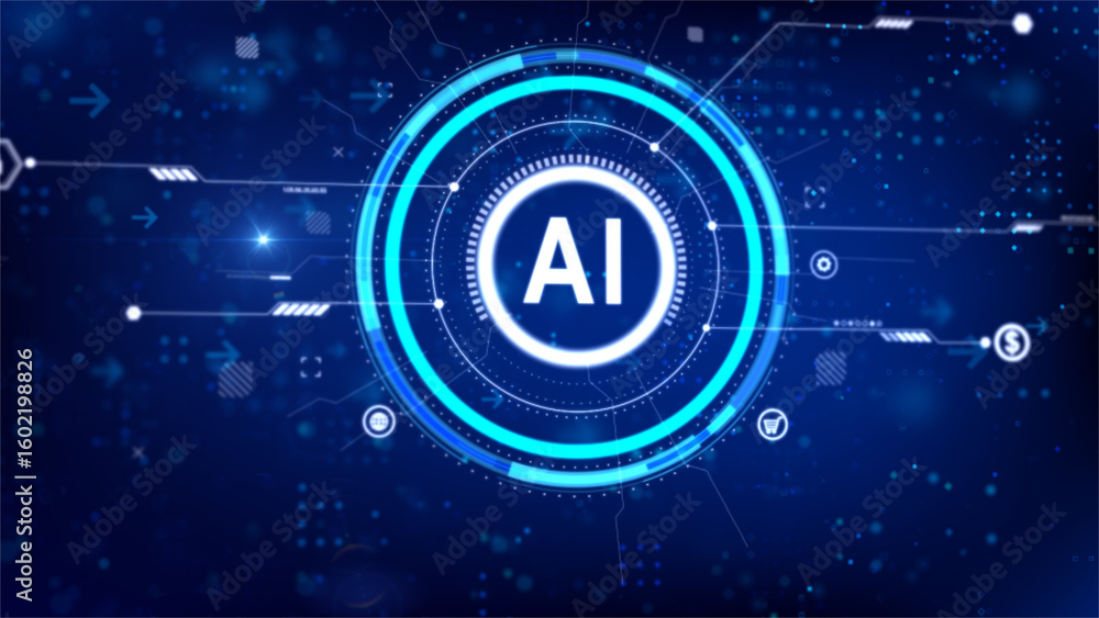 Obraz premium AI Artificial intelligence with circle HUD head up display interface for technology futuristic concept