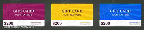 Colorful Gift Card Template Voucher Coupon Certificate Design 
