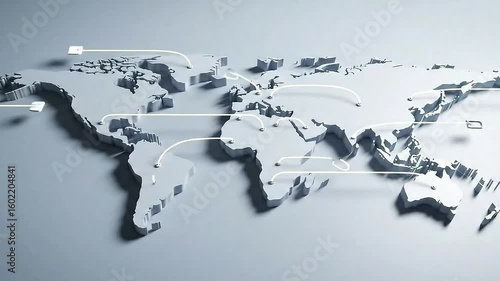 Wallpaper Mural Global Connections Animated Map Showing International Network Data Flow Torontodigital.ca