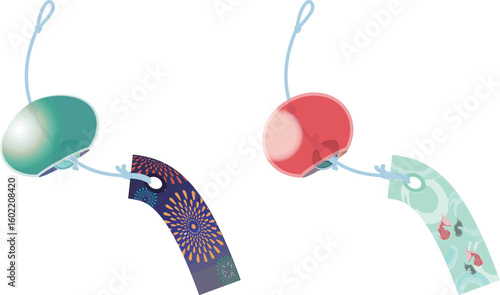 主線なしで涼しげな風鈴イラスト