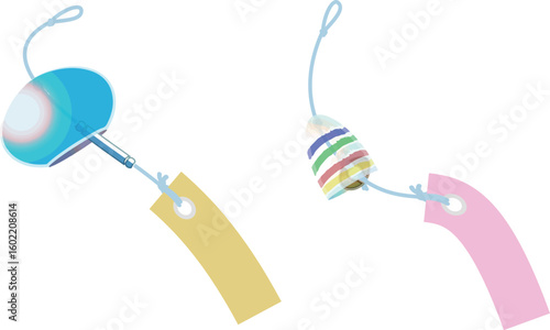 主線なしで涼しげな風鈴イラスト