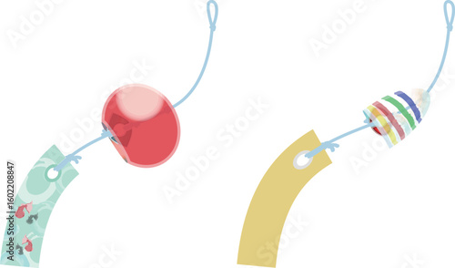 主線なしで涼しげな風鈴イラスト