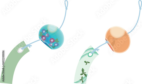 主線なしで涼しげな風鈴イラスト