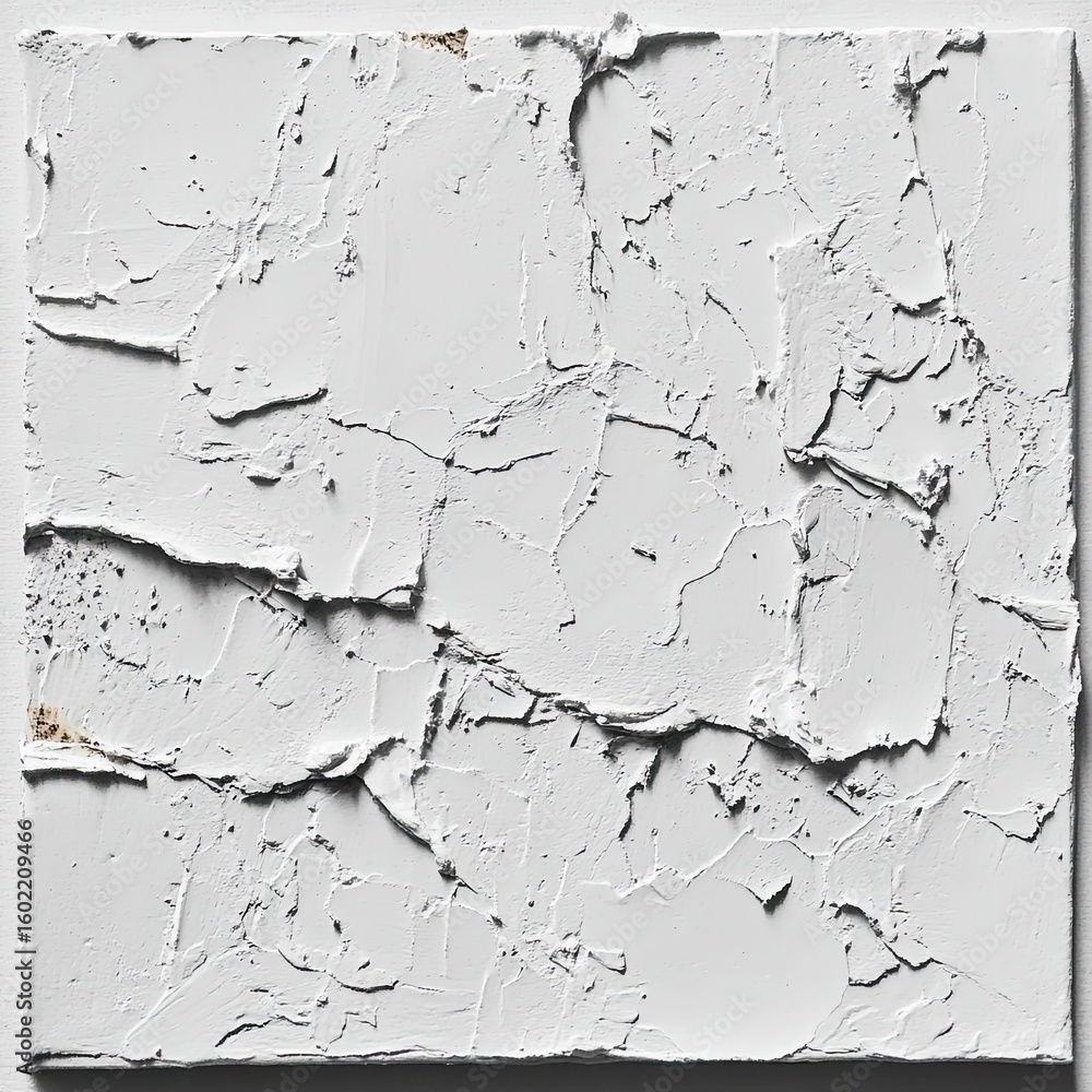 Obraz premium Textured white relief, cracked surface, subtle gold flecks