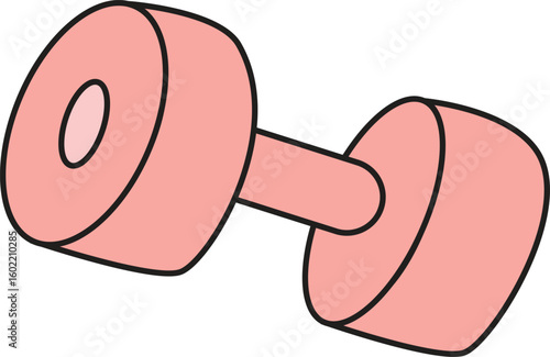 Flat Vector Illustration of Pink Dumbbell for Fitness, Gym, and Workout Design – Minimal Style Exercise Equipment Icon for Health and Training Concepts