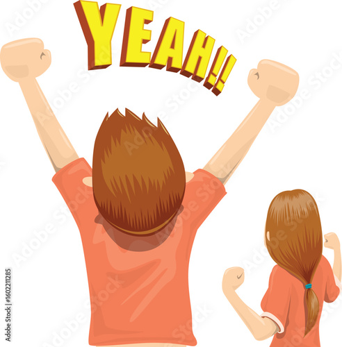 Happy Celebration - Boy and girl celebration - Vector illustration