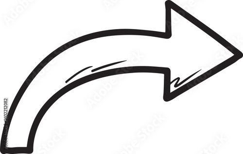 Bold Black and White Curved Arrow Illustration for Directional Signage and Graphic Design