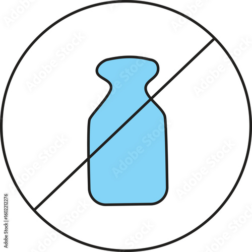 No Dairy Product Icon – Flat Vector Symbol of Milk-Free or Lactose-Free Sign for Vegan, Allergy, and Food Packaging Labels
