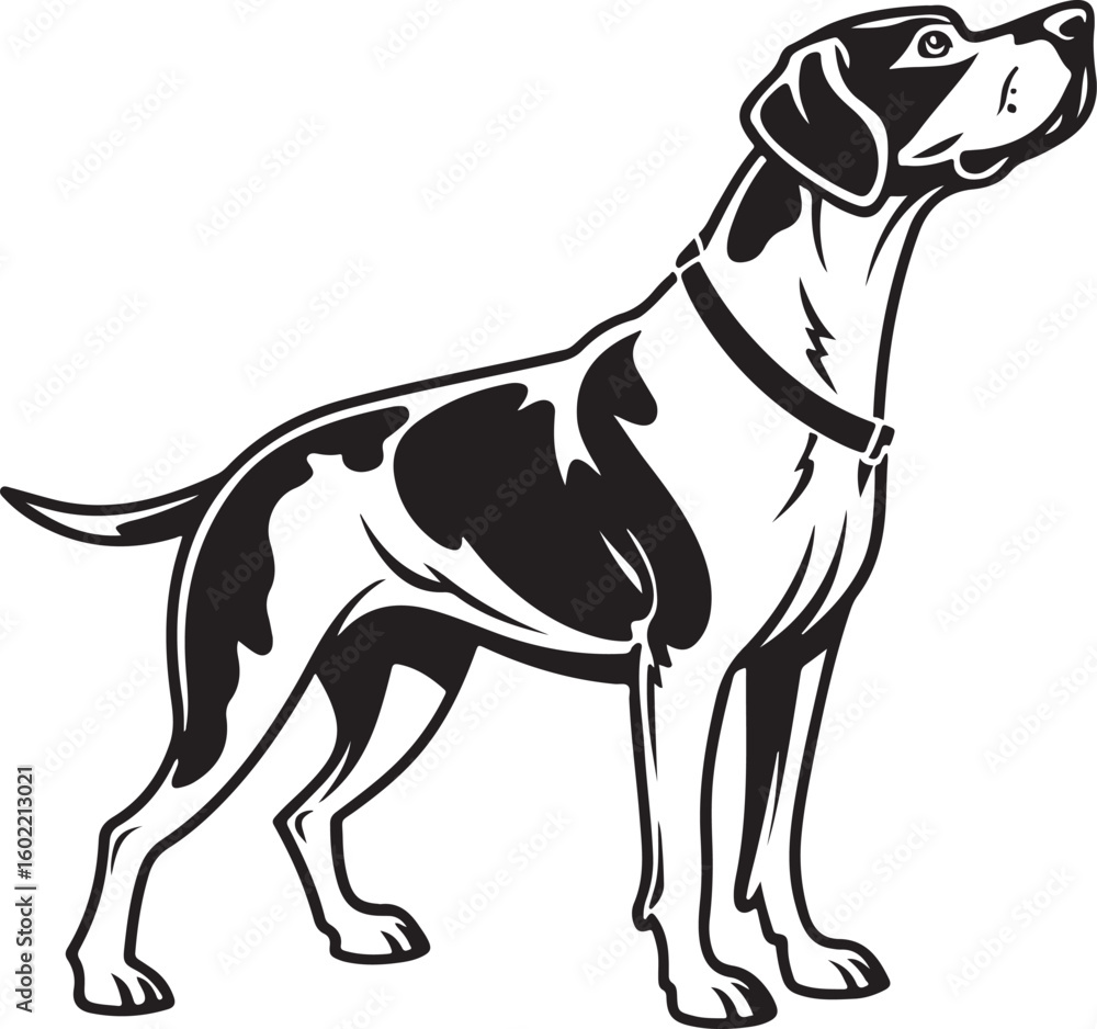 Fototapeta premium Black and White Silhouette Illustration of Standing Dog – Vector Pet Animal Art for Logo, Tattoo, and T-Shirt Design