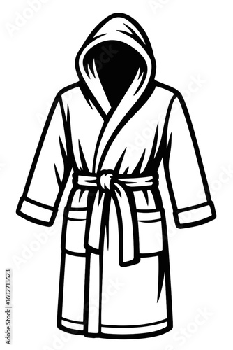 Cozy Hooded Bathrobe Outline - Essential Comfort for Relaxation and Lounging