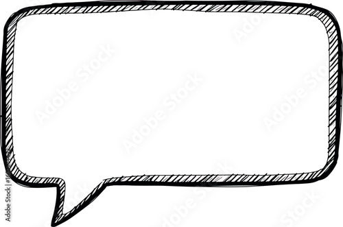 Hand-Drawn Sketch Style Speech Bubble Illustration in Black and White