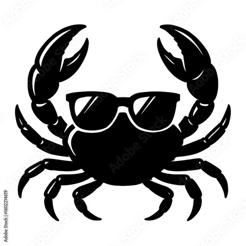 Stylishly Cool Crab Wearing Sunglasses for Summer Vibes and Beach Fun