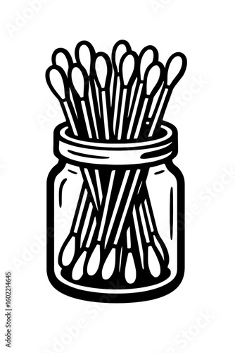 Jar Filled with Cotton Swabs for Everyday Hygiene and Beauty Needs