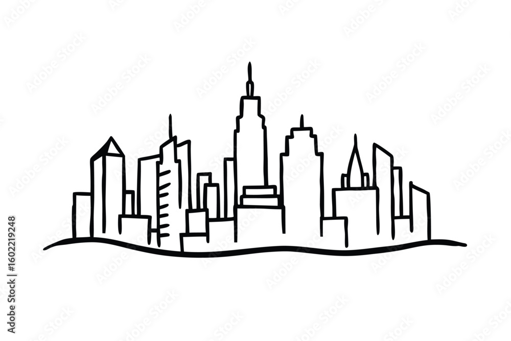 Fototapeta premium Hand Drawn City Skyline