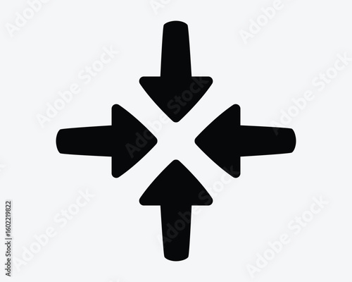 Four Arrows Pointing In Middle Center Centre Target Aim Locaiton Positon Navigation Cursor Inward Point Icon Sign Symbol Black White Illustration Graphic