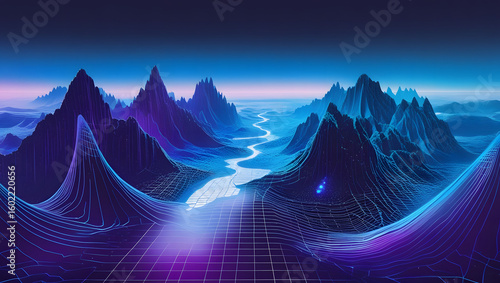Alpine panorama with snow-capped peaks under a dramatic winter sky at sunrise, revealing a breathtaking mountain landscape of forests and rocky hills