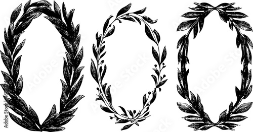 Hand drawn ink vintage frames. Stamp or letter mark frames for greeting cards, wedding, birthday party, invitations in italian or greek marine sea coastal style. Minimalist coquette vector borders