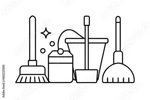 Cleaning Tools In Outline