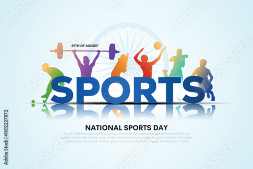 National Sports Day creative vector illustration design with sports player.