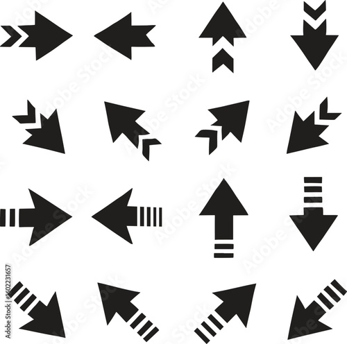 Free Download  Bold Arrow Icon Set – Black Geometric Direction Vector Collection - GFXLoad
