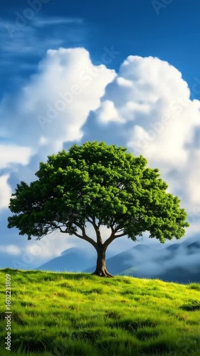 Wallpaper Mural Solitary tree on green field Torontodigital.ca