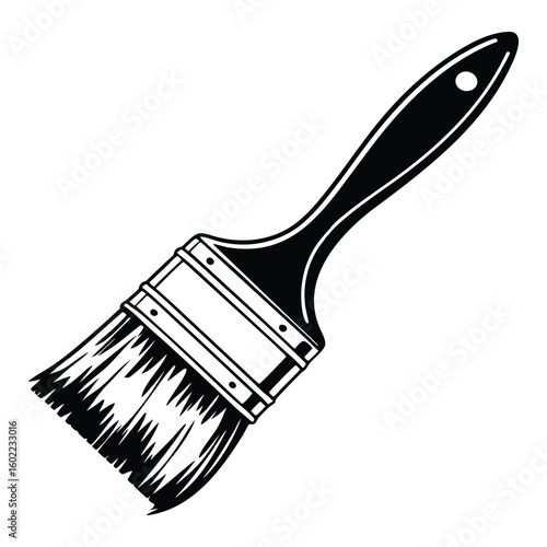 black paint brush isolated on white background