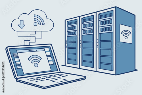 Wireless data transfer between a laptop and storage servers during network operation
