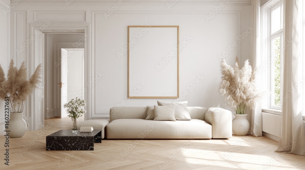 Fototapeta premium Modern, minimalist living room (13)