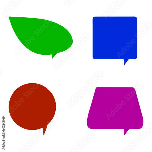 Colorful Flat Speech Bubbles Icon Set
