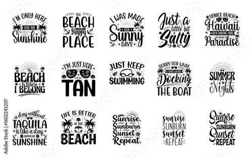 Summer Beach Funny Typography Quotes Design Bundle PNG – Hand Lettered Tropical Vacation Sayings for T-Shirts, Mugs, Signs, Sublimation, Coastal Travel Graphics, Cricut, and Print on Demand