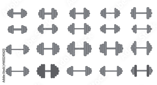 Collection of Dumbbell Icons for Fitness and Exercise