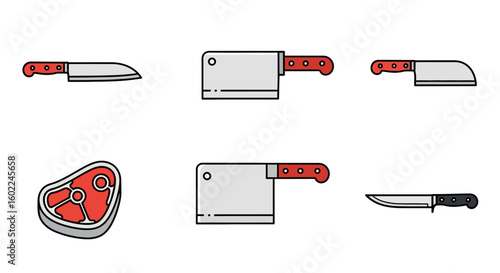 Collection of Meat Knives and Steak Icon