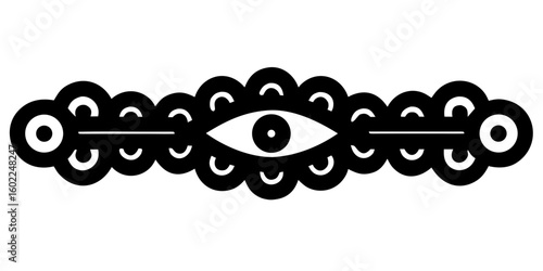 Mystic eye symbol with cloud-like formations exudes enigmatic allure, perfect for spiritual themes and modern graphic design projects